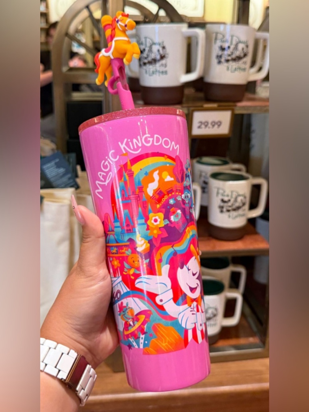 2026 Starbucks Dapper Dan Mickey Magic Kingdom Carousel Straw Topper Tumbler